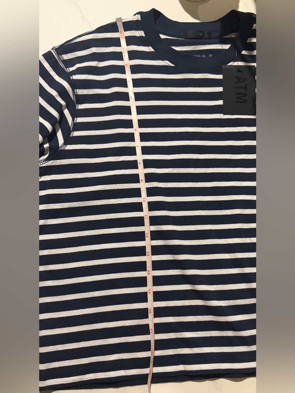 ATM Anthony Thomas Melillo Navy and White Striped Long-Sleeve Crew - Picture 5 of 8